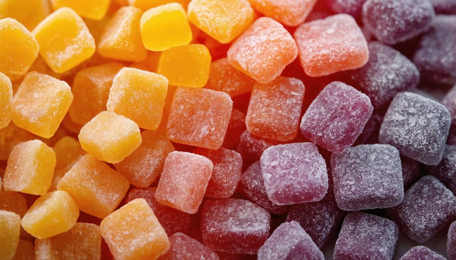 Assortment of colorful freeze-dried candies showcasing their bold colors and unique textures